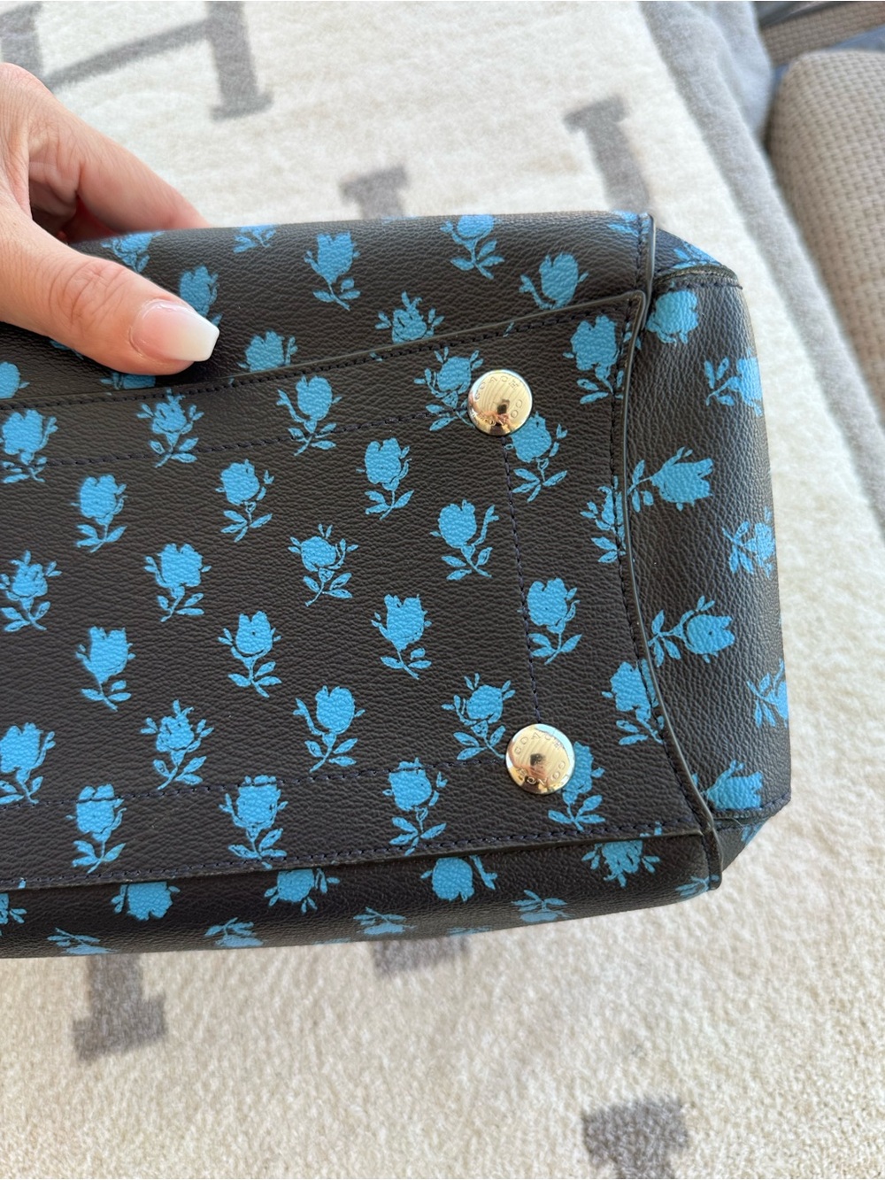Coach Black Satchel with Blue Floral Print - Picture 11 of 12